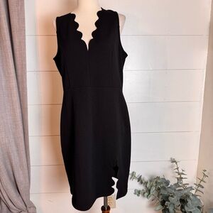 Sleeveless Black Dress Lula Sundae Scalloped Sheath Mini Size Large Business